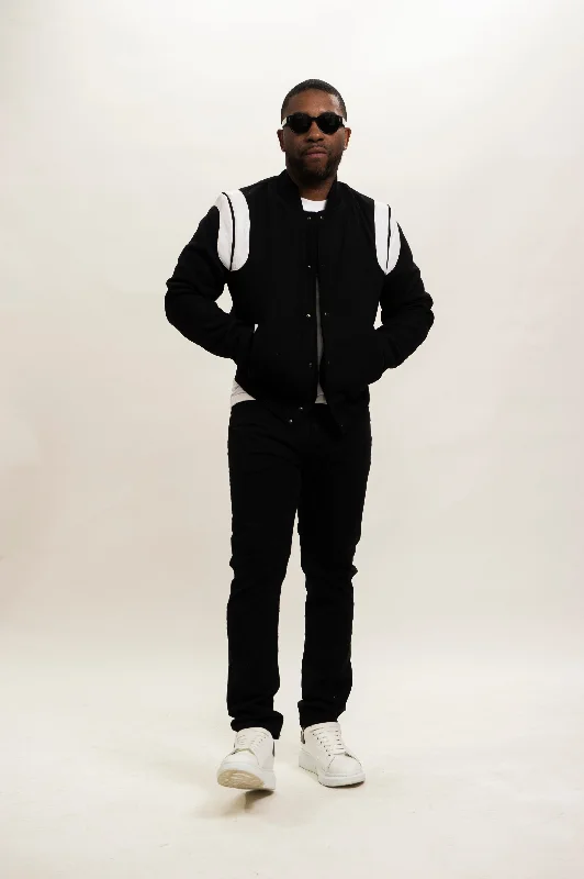 Men's Coats Made in the USAMen's Liam Wool And Leather Varsity Jacket [Black/White]