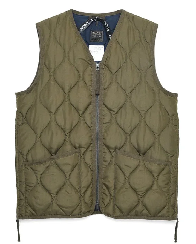 Men's Coats with Removable LiningsMilitary V Neck Down Vest Dark Olive