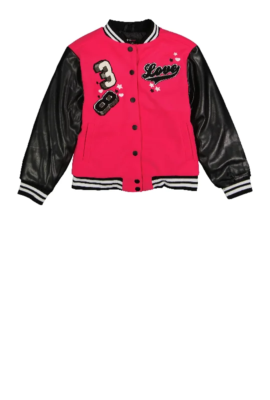 Men's Coats Made in ItalyGirls Love 38 Chenille Patch Varsity Jacket