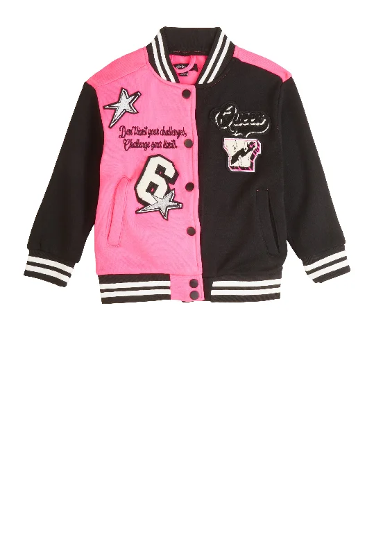 Men's Coats with Removable LiningsLittle Girls Queen Chenille Patch Varsity Jacket