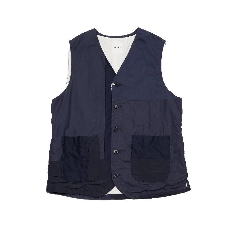 Versatile Men's Pea CoatsSage De Cret Patchwork Vest in Navy