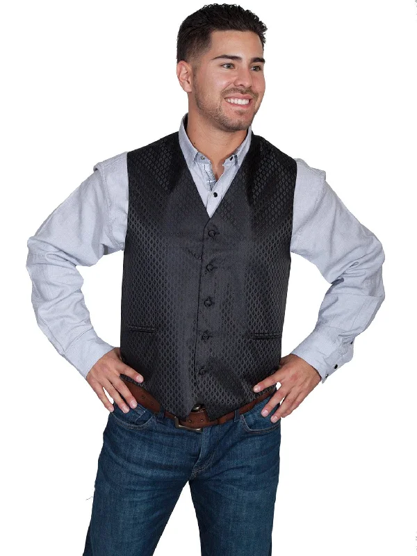 Men's Coats with Slim FitsScully Mens Black Polyester Diamond Dot Vest