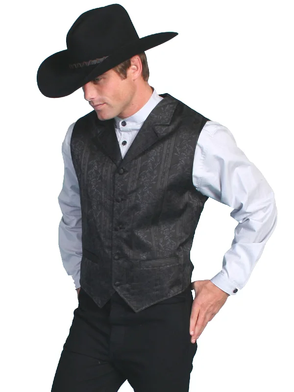 Men's Coats with LiningScully Mens Black Polyester Floral Stripe Vest