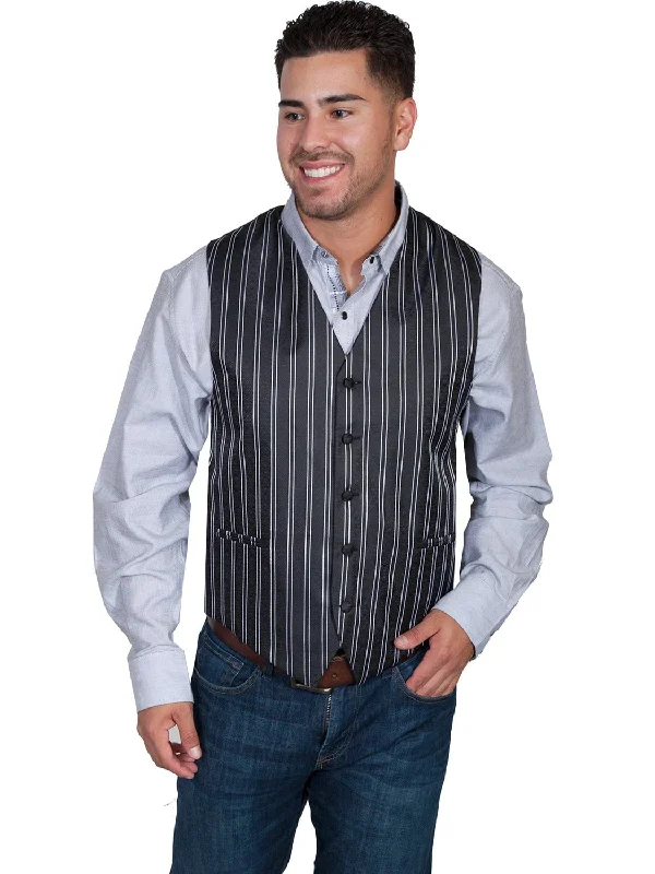 Men's Coats for WorkScully Mens Black Polyester Pinstripe Vest