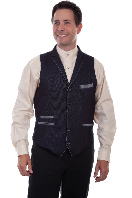 Men's Coats with HoodsScully Mens Blue Cotton Blend 4 Pkt Vest