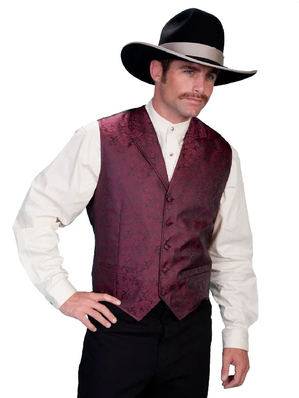 Men's Coats for Every BudgetScully Mens Burgundy Polyester Classic Paisley Vest