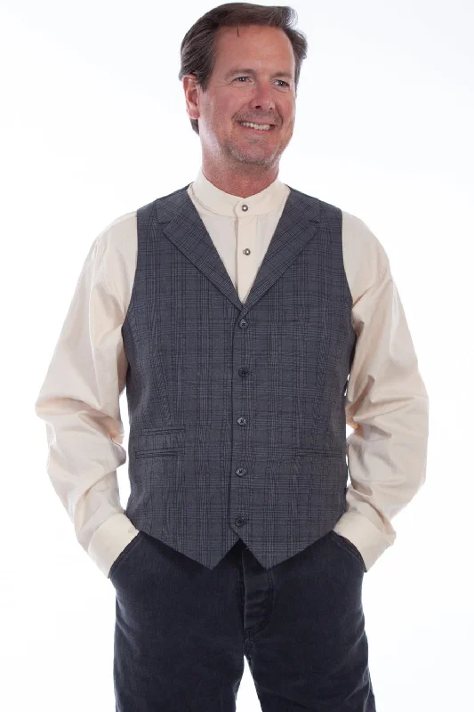 Men's Coats with Quilted LiningScully Mens Charcoal Poly/Rayon Plaid Point Vest