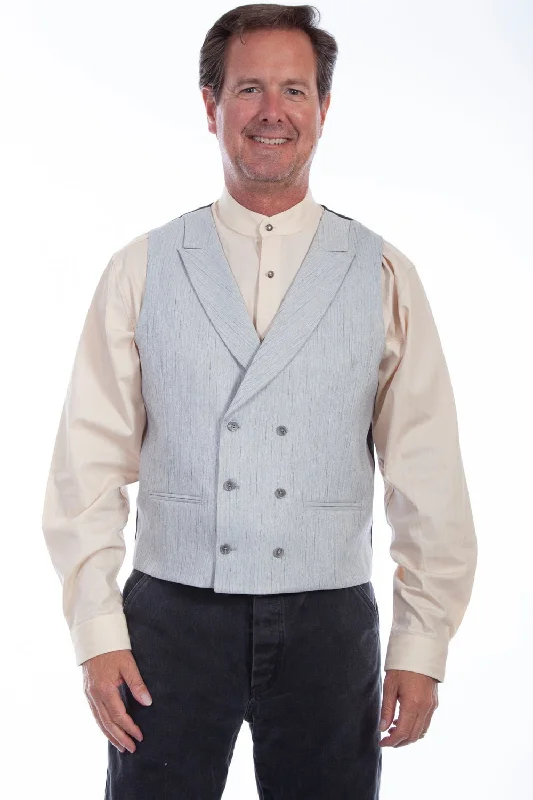 Men's Coats with Military InfluenceScully Mens Light Grey Polyester Mini Herringbone Vest