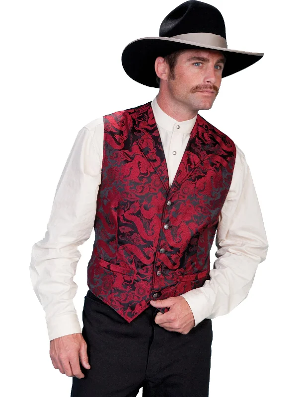 Men's Coats for Skinny MenScully Mens Red Polyester Dragon Vest