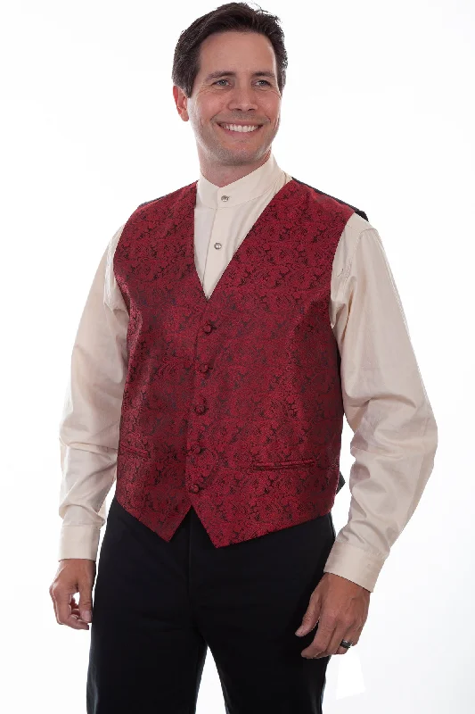 Men's Coats for LayeringScully Mens Red Polyester Paisley No Lapel Vest