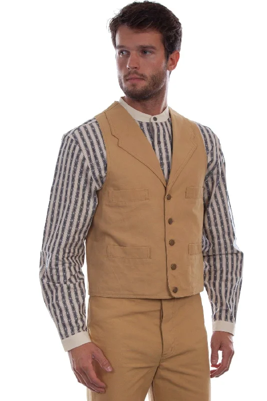 Men's Coats for RunningScully Mens Wheat 100% Cotton Notched Lapels Vest