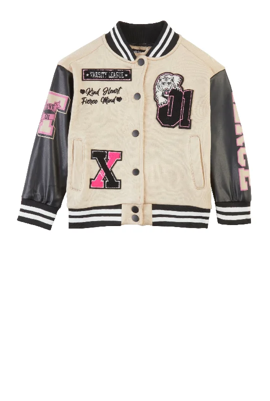 Unique Men's Flight JacketsLittle Girls Varsity League 01 Chenille Patch Varsity Jacket