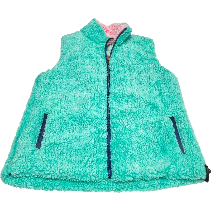 Men's Coats with Vintage StyleVest Faux Fur & Sherpa By Simply Southern In Blue & Pink, Size: 1x