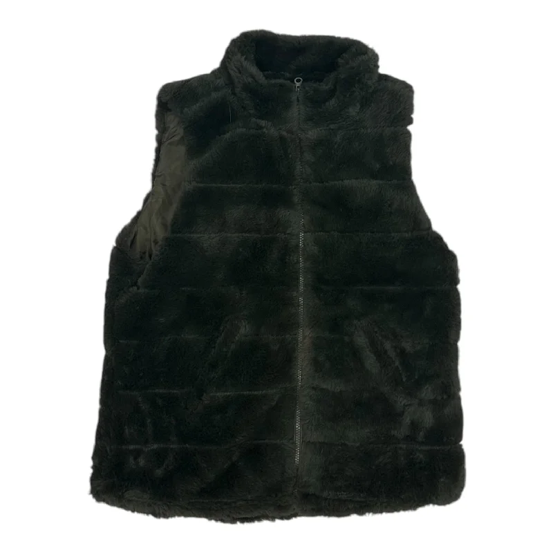 Unique Men's Flight JacketsVest Faux Fur & Sherpa By Staccato In Green, Size:L