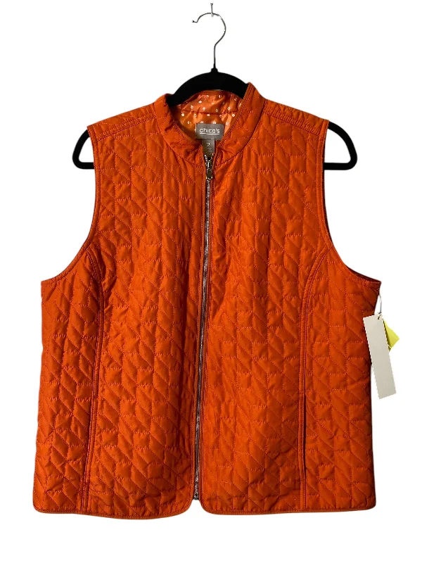 Men's Coats with Inner PocketsVest Puffer & Quilted By Chicos In Orange, Size: L