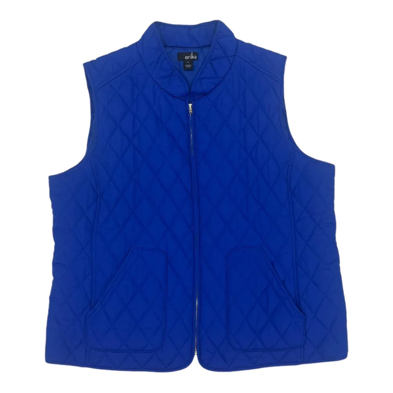 Men's Coats with Hand WarmersVest Puffer & Quilted By Erika And Co In Blue, Size:Xl