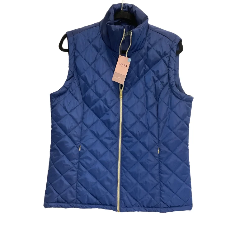 Men's Coats with HoodsVest Puffer & Quilted By Serra In Blue, Size: L