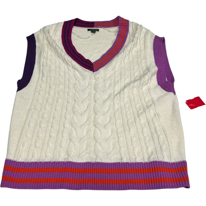 Men's Coats with Wind-Resistant FabricVest Sweater By Wild Fable In Purple & White, Size: S