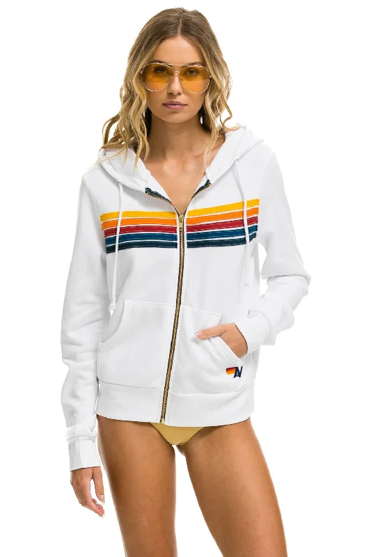 Men's Hoodies with Security Pockets5 STRIPE HOODIE - WHITE