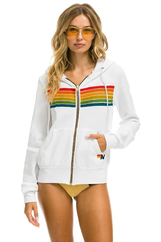 Durable Men's Canvas Hoodies6 STRIPE HOODIE -  WHITE // SERAPE