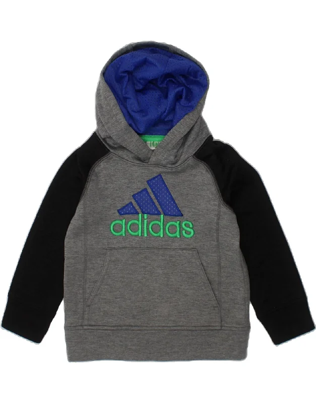 Men's Hoodies with Hidden PocketsADIDAS Baby Boys Graphic Hoodie Jumper 18-24 Months Grey Colourblock