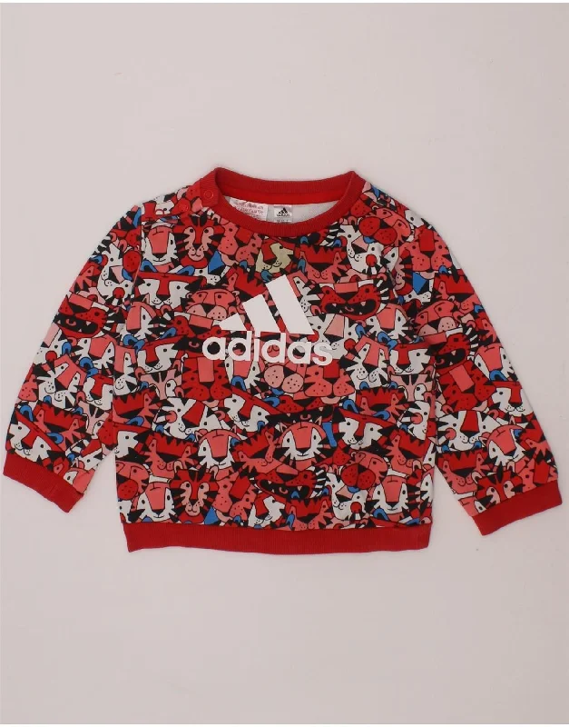 Men's Hoodies with Appliqué DetailsADIDAS Baby Girls Graphic Sweatshirt Jumper 9-12 Months Red Animal Print