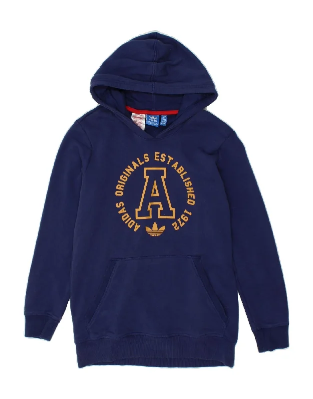 Cool Men's Graphic HoodiesADIDAS Boys Graphic Hoodie Jumper 12-13 Years Navy Blue Cotton