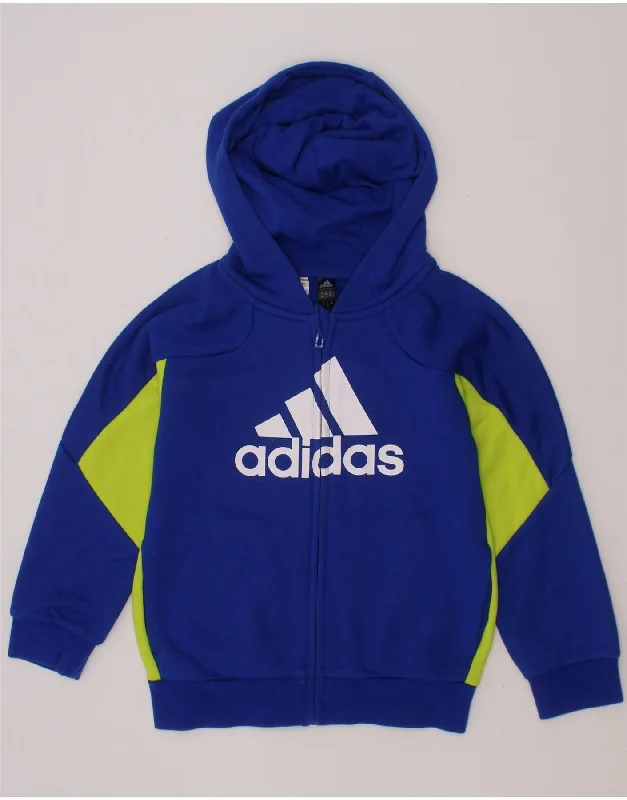 Men's Hoodies with Faux Fur TrimADIDAS Boys Graphic Hoodie Jumper 5-6 Years Blue Colourblock Polyester