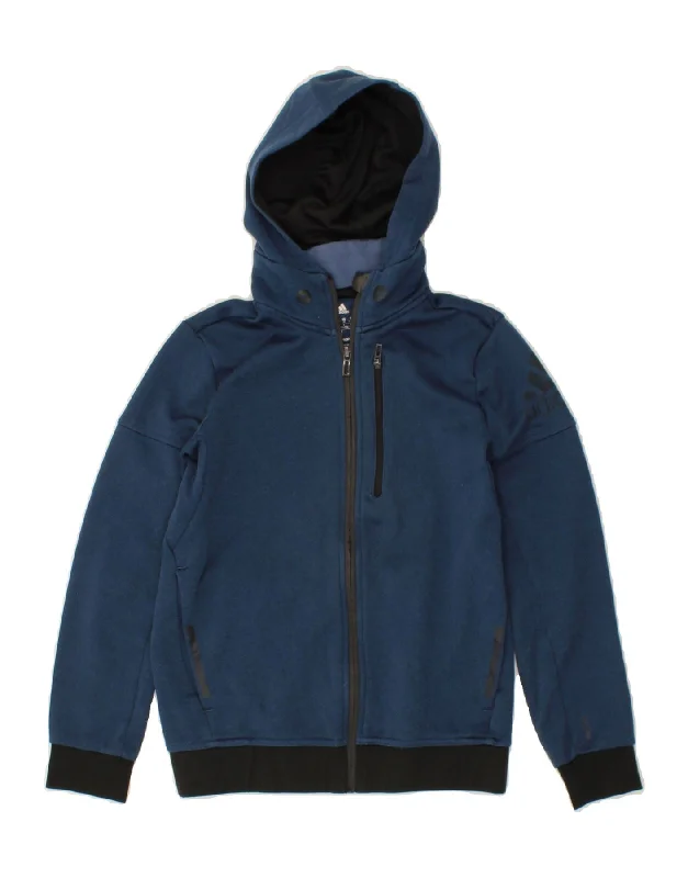 Men's Hoodies for RunningADIDAS Boys Graphic Zip Hoodie Sweater 11-12 Years Navy Blue Polyester