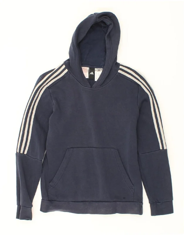 Men's Hoodies with High-Low HemlinesADIDAS Boys Hoodie Jumper 13-14 Years Navy Blue Cotton