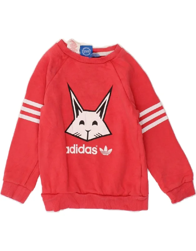 Men's Hoodies with Contrast StitchingADIDAS Girls Graphic Sweatshirt Jumper 3-4 Years Pink Cotton