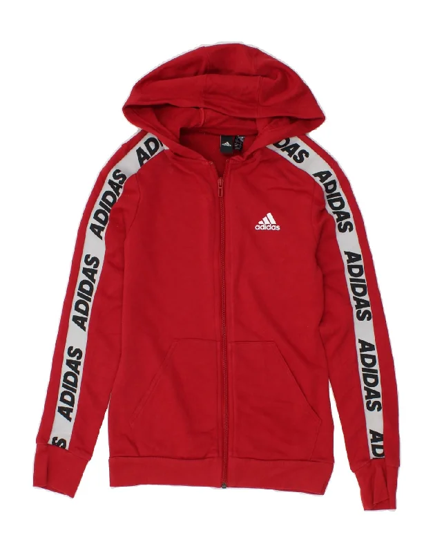 Men's Hoodies with Hidden ZippersADIDAS Girls Graphic Zip Hoodie Sweater 13-14 Years Red Cotton