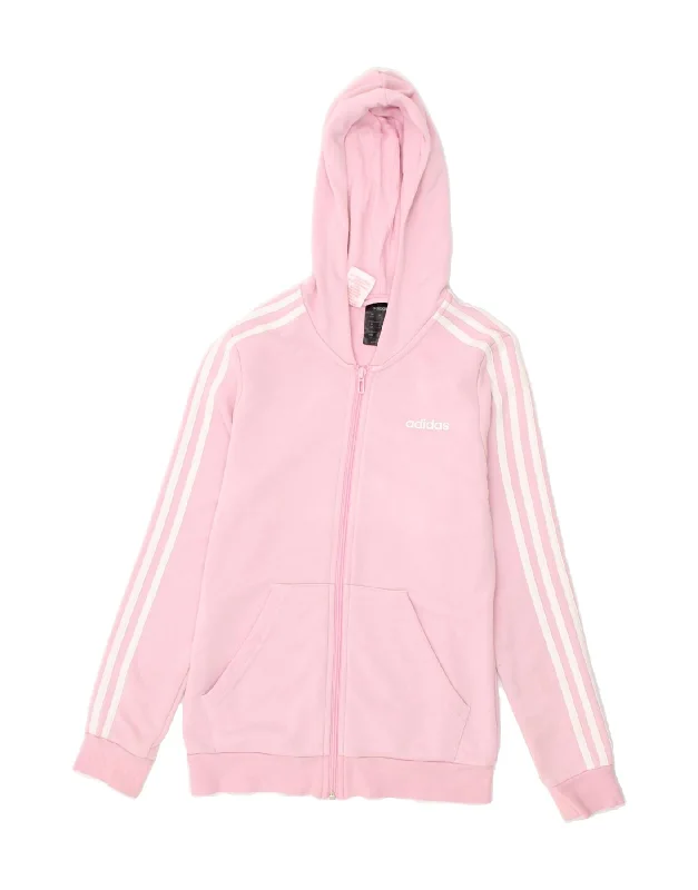 Casual Men's Zip-Up HoodiesADIDAS Girls Zip Hoodie Sweater 13-14 Years Pink Cotton