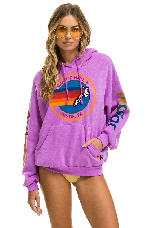 Men's Hoodies with Water-Repellent FabricAVIATOR NATION AUSTIN RELAXED PULLOVER HOODIE - NEON PURPLE