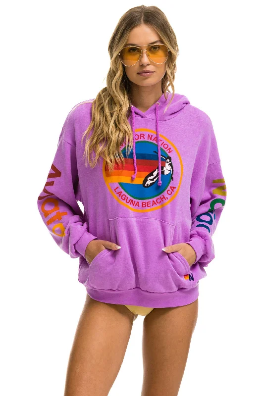 Men's Hoodies with Flannel LiningAVIATOR NATION LAGUNA BEACH RELAXED PULLOVER HOODIE - NEON PURPLE