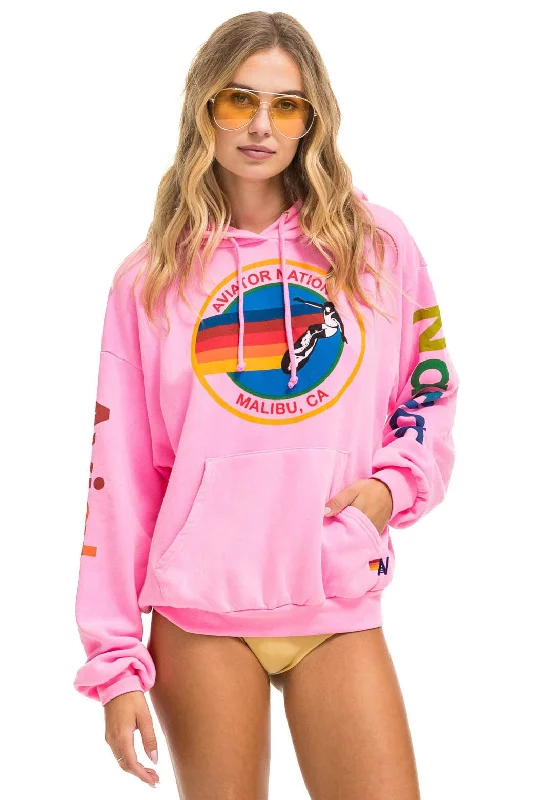 Men's Hoodies with Reflective StripesAVIATOR NATION MALIBU RELAXED PULLOVER HOODIE - NEON PINK