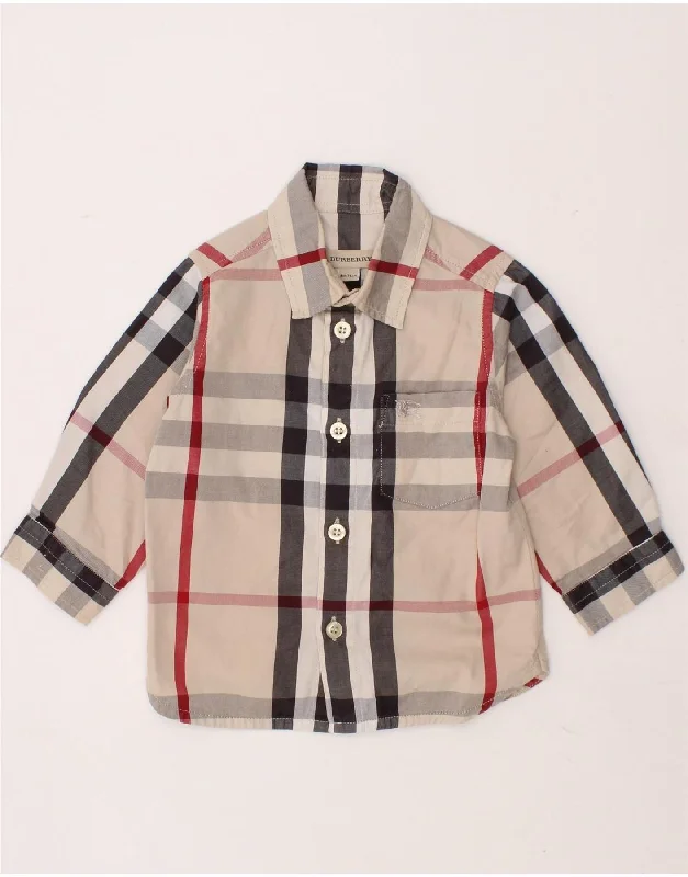 Comfortable Men's Flannel ShirtsBURBERRY Baby Boys Shirt 6-9 Months Beige Check Cotton