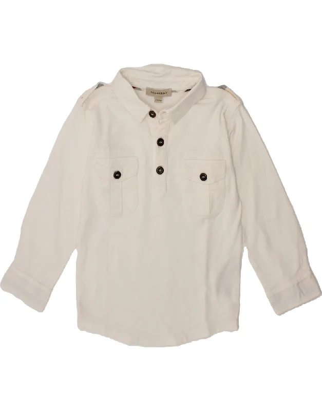 Men's Dressy Casual Shirts for Smart-Casual EventsBURBERRY Boys Pullover Shirt 2-3 Years White Cotton