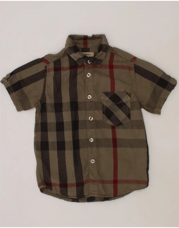 Men's Striped Shirts for a Maritime TwistBURBERRY Boys Short Sleeve Shirt 2-3 Years Grey Check Cotton