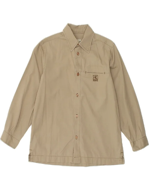 Men's Bold-Color Shirts for a Statement PieceCALVIN KLEIN Boys Shirt 9-10 Years Beige Cotton