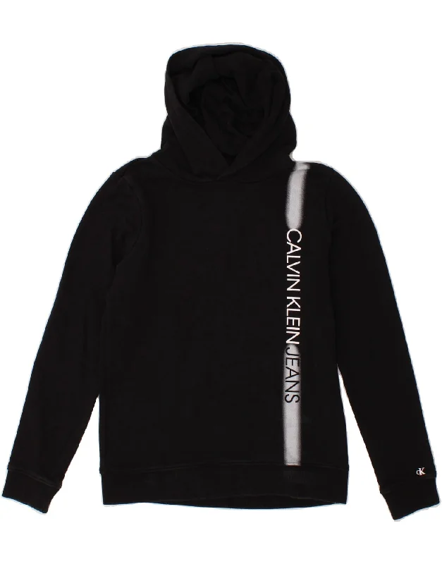 Men's Hoodies for RunningCALVIN KLEIN JEANS Boys Graphic Hoodie Jumper 15-16 Years Black Cotton