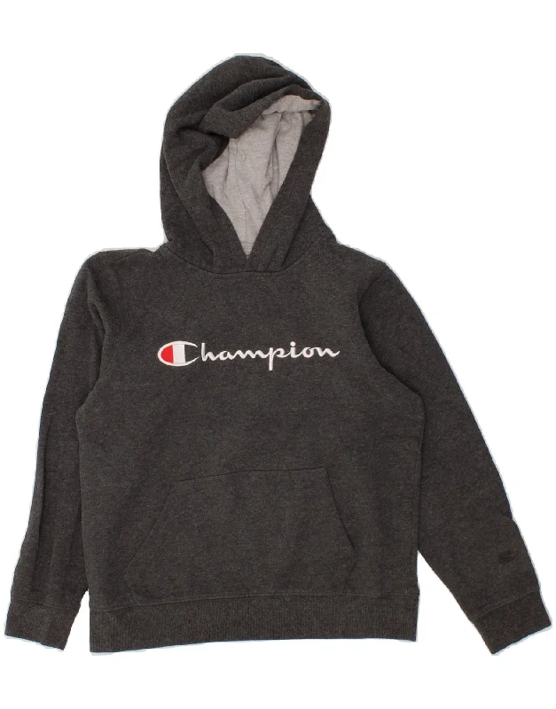 Men's Hoodies with Contrast Fabric PanelsCHAMPION Boys Graphic Hoodie Jumper 11-12 Years Large  Grey Cotton