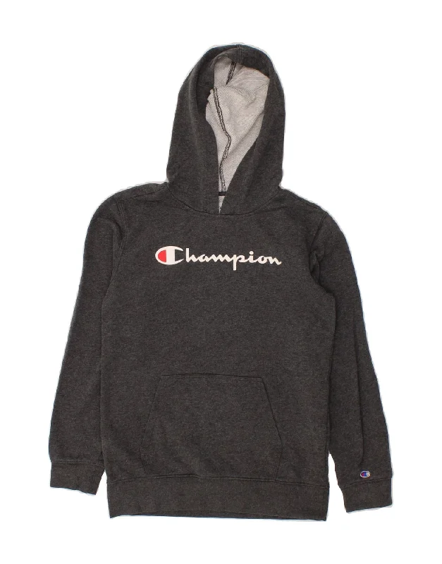 Men's Hoodies with Hidden PocketsCHAMPION Boys Graphic Hoodie Jumper 14-15 Years Large  Grey Cotton