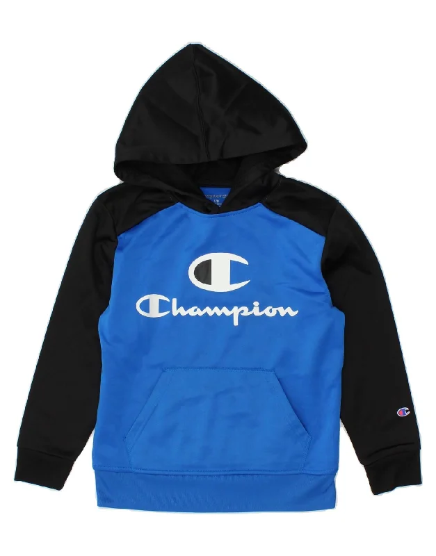 Lightweight Men's Running HoodiesCHAMPION Boys Graphic Hoodie Jumper 7-8 Years Blue Colourblock Polyester