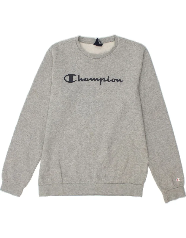 Functional Men's Workout HoodiesCHAMPION Boys Graphic Sweatshirt Jumper 15-16 Years 2XL  Grey Cotton