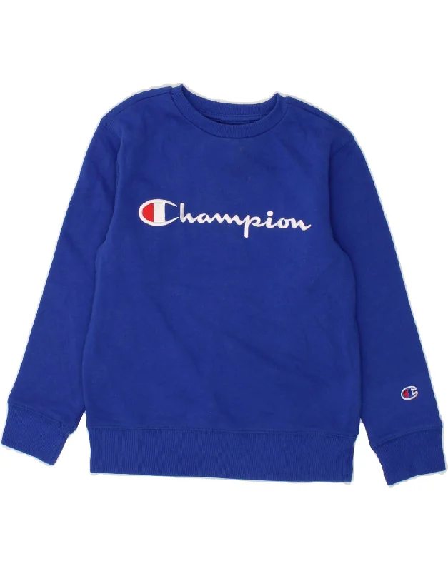 Men's Hoodies with Contrast StitchingCHAMPION Boys Graphic Sweatshirt Jumper 7-8 Years Small  Blue Cotton