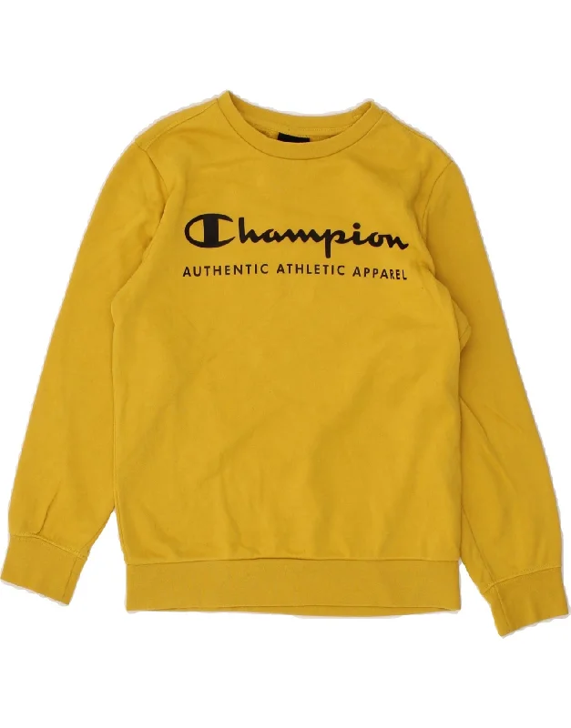 Men's Hoodies with Sublimated GraphicsCHAMPION Boys Graphic Sweatshirt Jumper 9-10 Years Medium Yellow Cotton