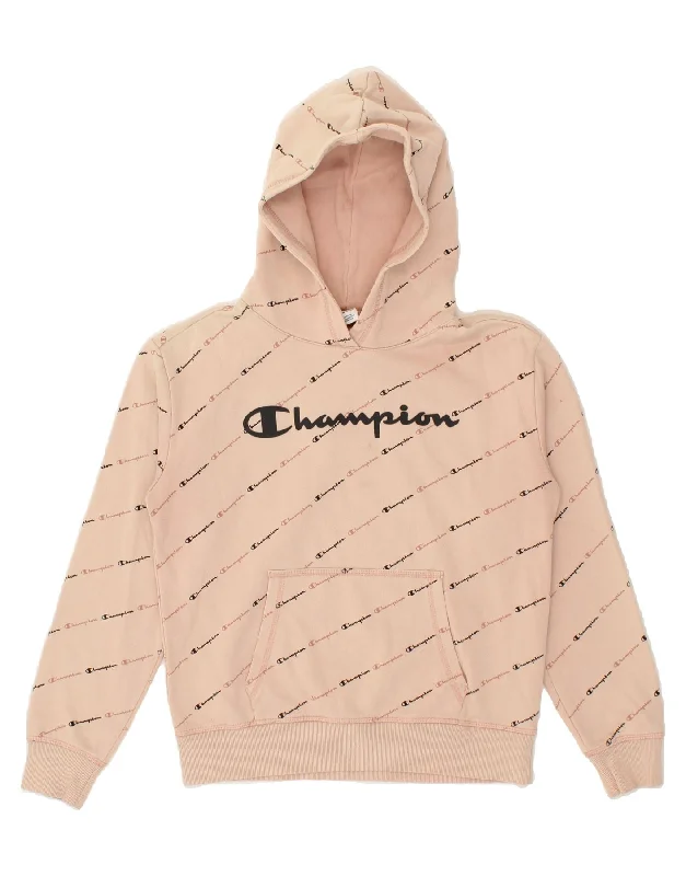 Men's Hoodies with Wind-Resistant FabricCHAMPION Girls Abstract Pattern Graphic Hoodie Jumper 13-14 Years XL Beige