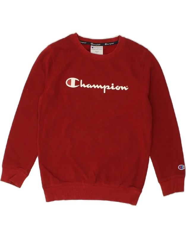 Men's Hoodies with Built-In HeadphonesCHAMPION Girls Graphic Sweatshirt Jumper 9-10 Years Burgundy Cotton