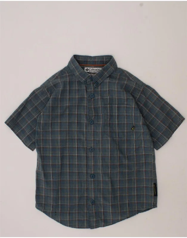 Men's Collared Shirts for Formal OccasionsCOLUMBIA Boys Short Sleeve Shirt 4-5 Years Blue Check Cotton